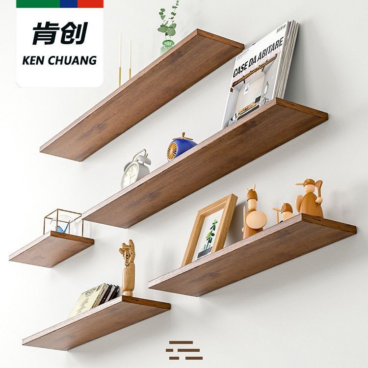 快速出貨 附發票 實木擱板墻上置物架臥室書房墻面壁掛裝飾免打孔收納架子定制定做