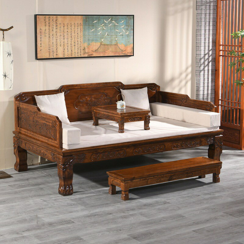 家具 羅漢床新中式實木客廳仿古禪意推拉箱體茶桌椅組合沙發床榻家具