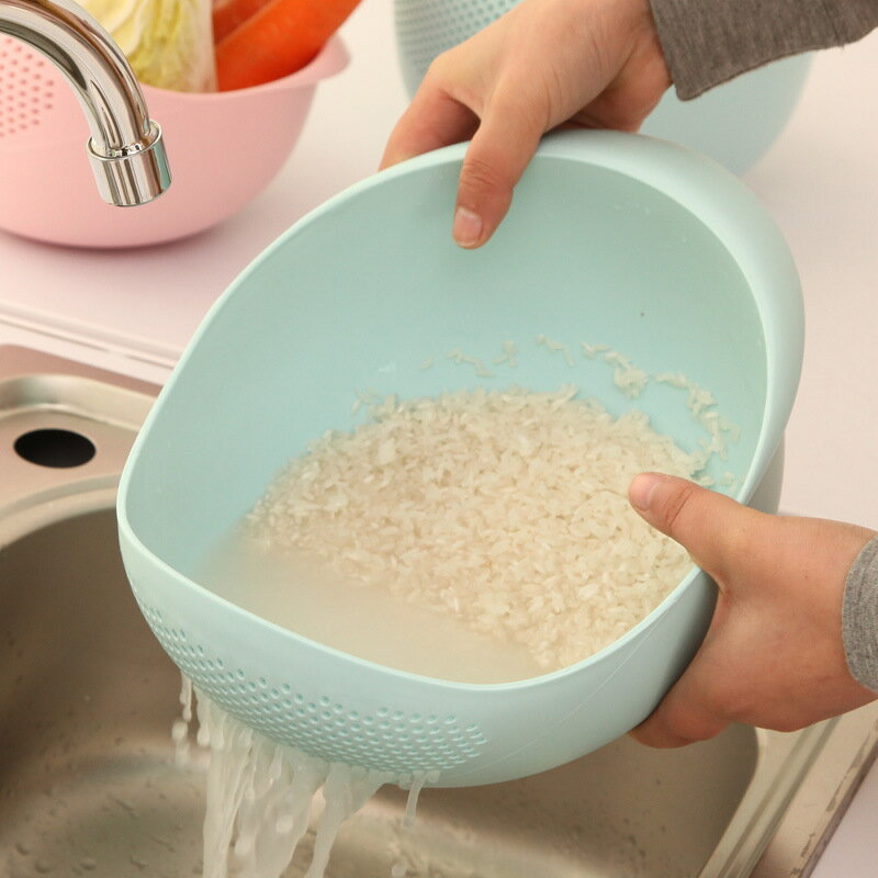淘米盆家居用品瀝水洗米篩廚房家用加厚淘米器蔬果食品清洗塑料盆