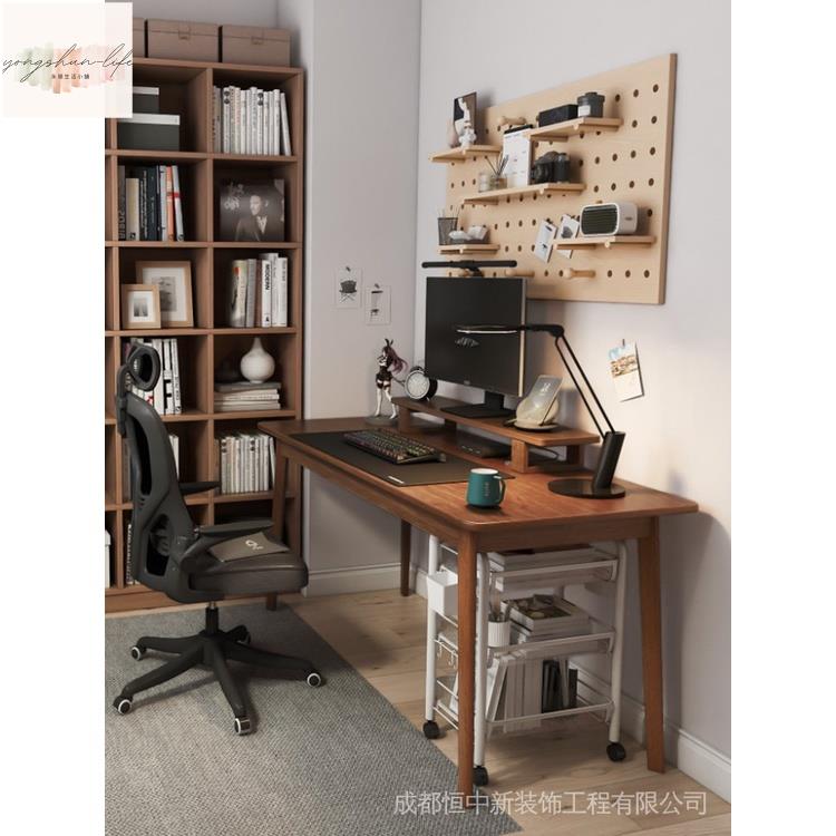 實木書桌#實木書桌椅組合電腦桌簡約家用臥室學生寫字檯簡易學習書法小桌子 FBCI