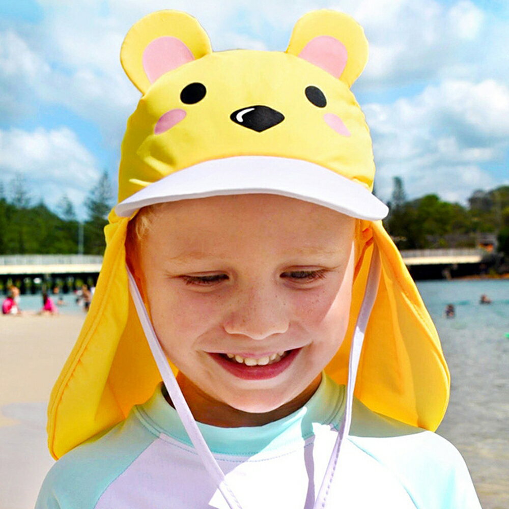 兒童遮陽帽 兒童卡通可愛遮陽防曬帽 海邊沙灘防風護頸泳帽 88318