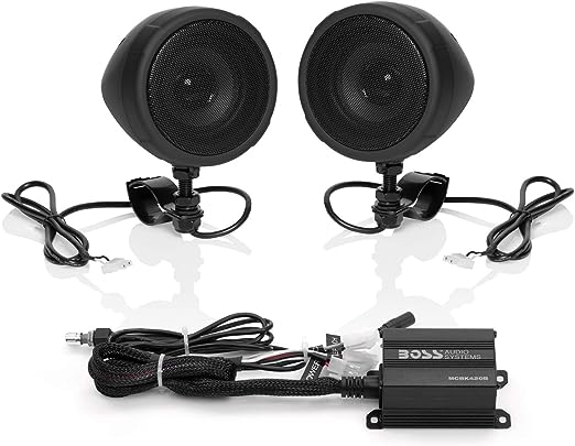 BOSS【美國代購】重機藍牙音箱 防水鍍鉻  摩托車擴音器 3 英吋 Audio Systems MCBK420B-黑