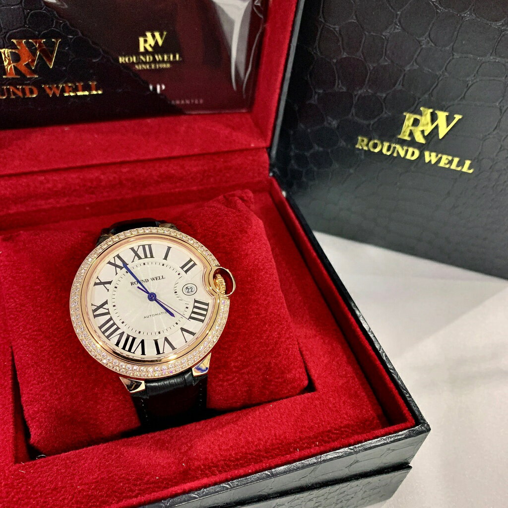 (Little bee小蜜蜂精品)ROUND WELL 瑞士浪威 機械錶款皮錶