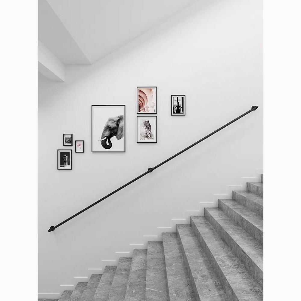 【公司貨 最低價】簡約樓梯扶手家用鐵藝水管現代室內靠墻閣樓老人防滑扶梯兒童拉手 3