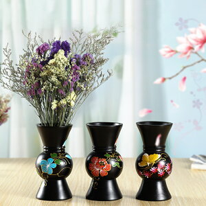 泰國進口實木花瓶花器桌面擺件東南亞風裝飾花瓶芒果木雕花瓶復古