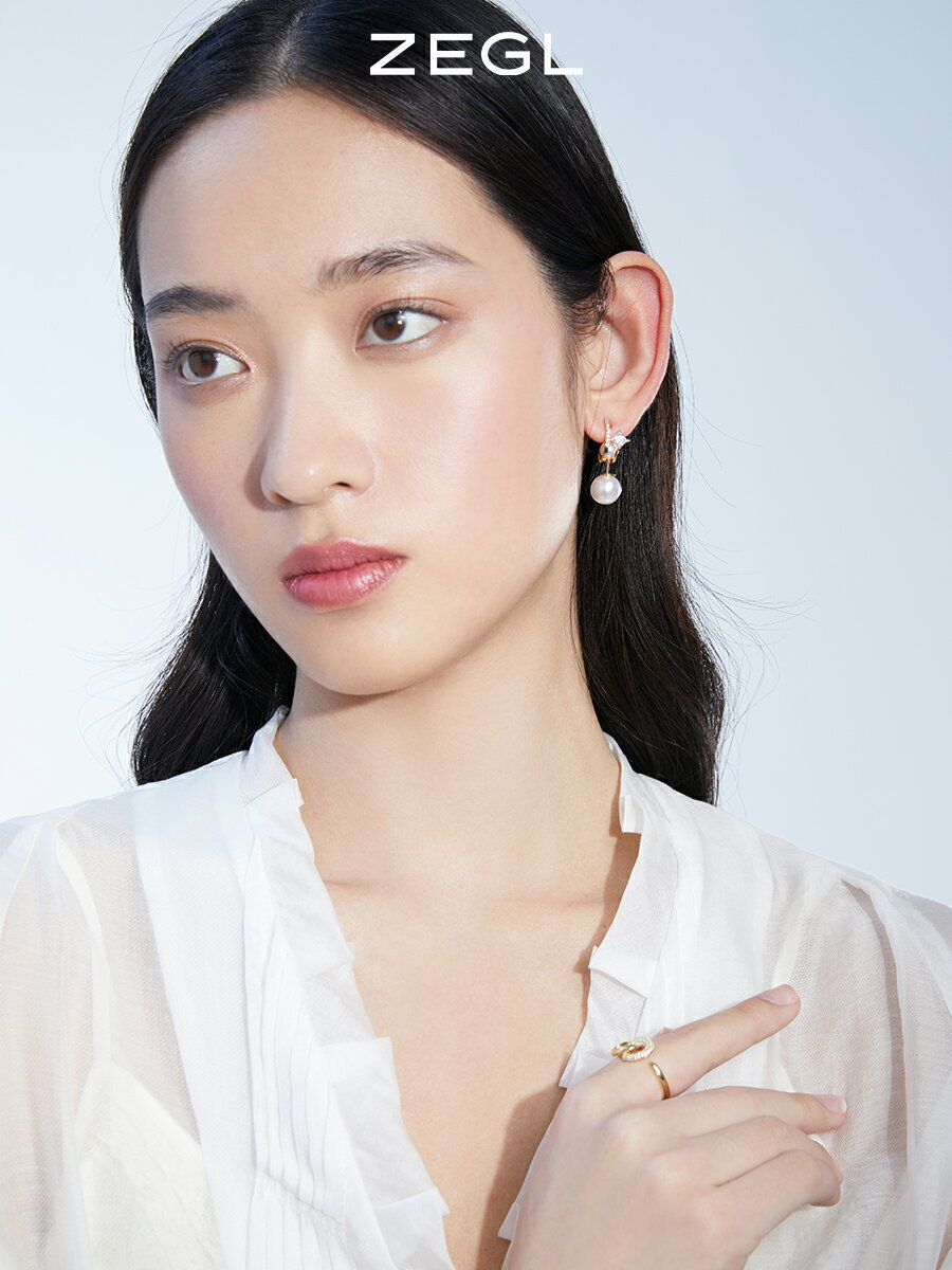 ZEGL復古人造珍珠耳環女輕奢高級感耳釘2022年新款潮925銀針耳飾