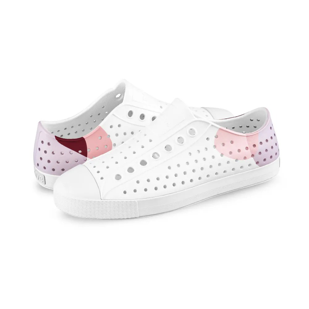 Native JEFFERSON F00002329249 女款 洞洞鞋 白/粉紫【iSport愛運動】