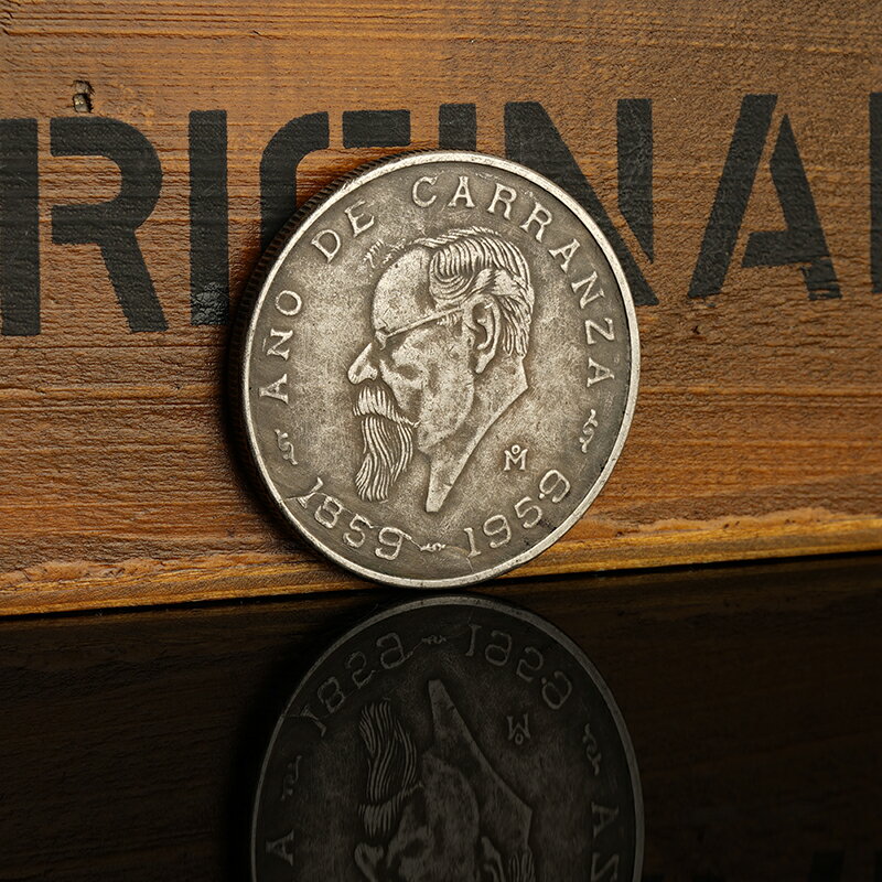 1959年墨西哥總統卡蘭薩紀念幣5比索銀元 外國銀幣銀元古錢幣收藏