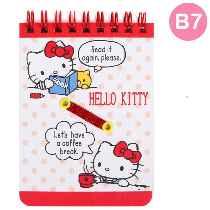 大賀屋 日本製 HELLO KITTY 橫條 B7 筆記本 本子 筆記 日記 習字本 凱蒂貓 正版 L00011025