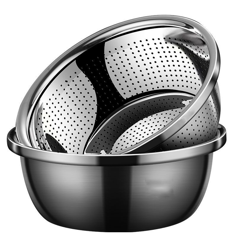 【喜挖】食品級316L不銹鋼洗菜盆瀝水籃漏盆家用洗米篩淘米盆廚房濾水菜盆 4