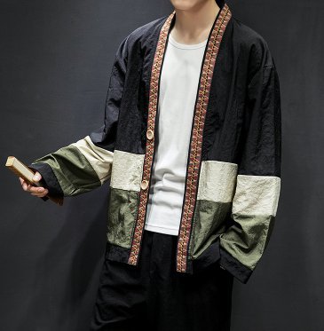 FINDSENSE H1 2018 夏季 新款 男 日本 復古風拼接色 開衫 加大碼防曬衣 休閒 潮上衣 外套