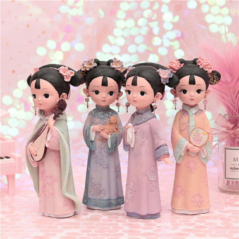 宮廷風漢服女孩小擺件創意可愛古風娃娃ins風房間布置裝飾品擺設