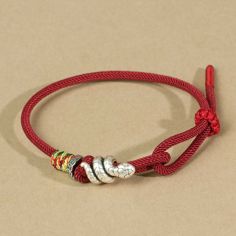 現貨+預購 編織手鍊手工手繩女手珠平安擋煞防小人轉運淨化招財開運-999純銀騰蛇化龍3色74kj1【獨家進口】【米蘭精品】