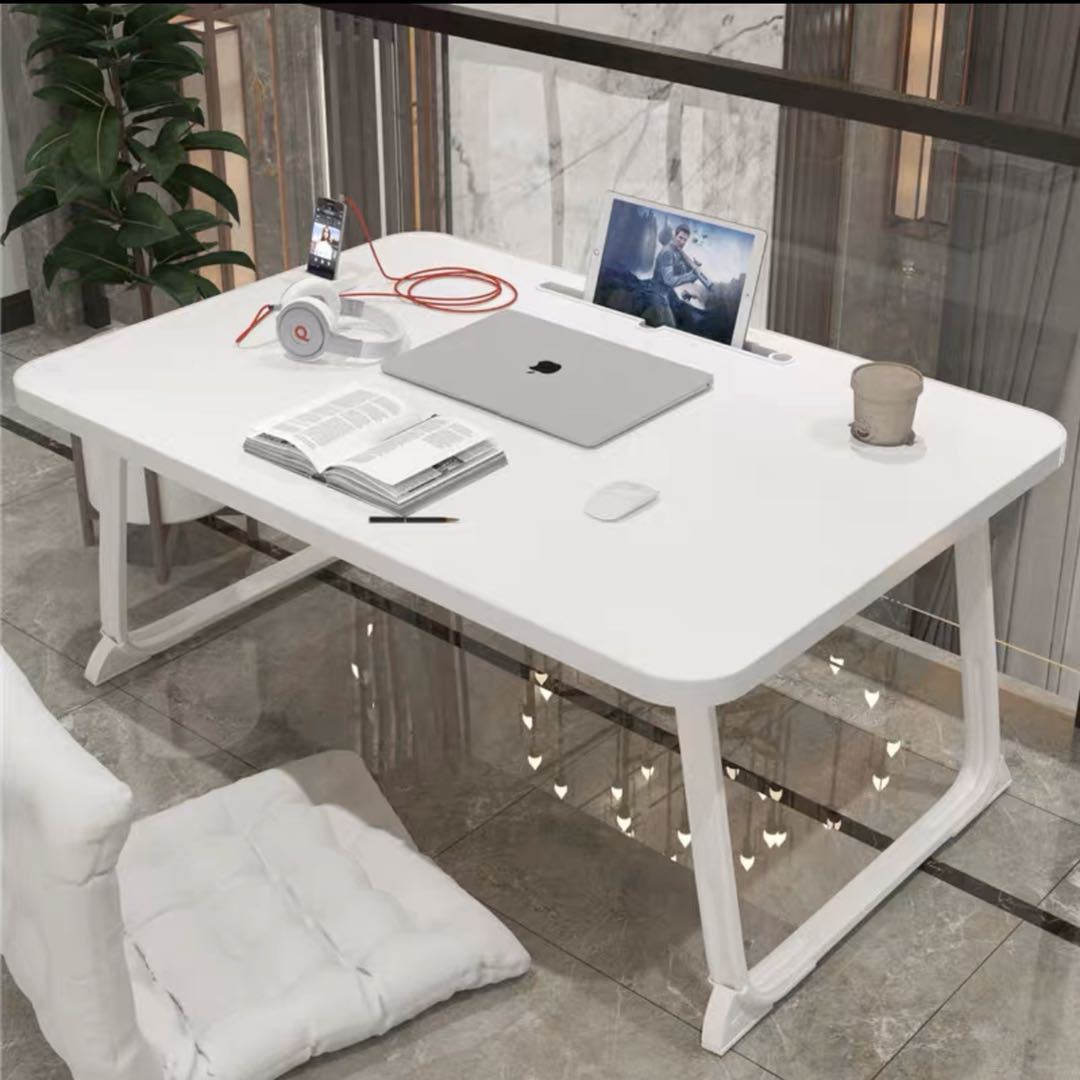書桌家用飄窗宿捨學生床上小桌子臥室懶人加高冩字桌簡易可折疊桌