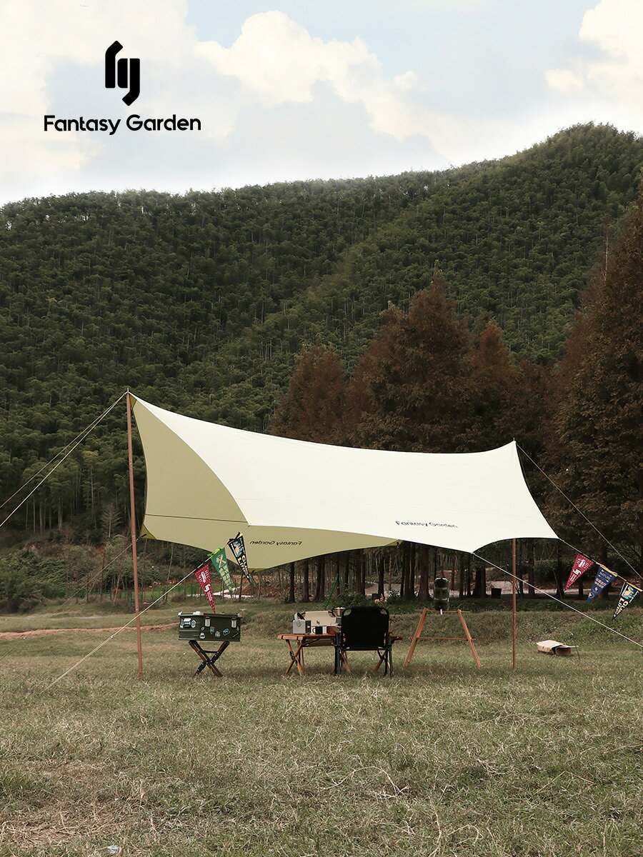 Fantasy Garden夢花園戶外露營棉布帳篷天幕超大防曬防雨水遮陽棚