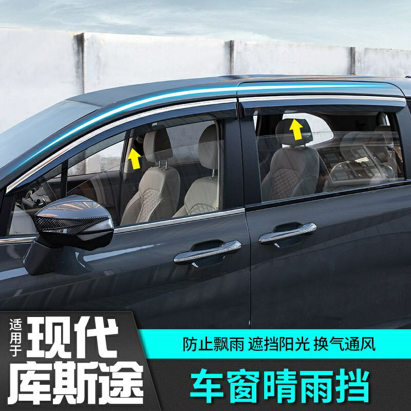 Hyundai Custin現代庫斯途晴雨擋雨眉車窗擋雨板透明條改裝飾配件專用外觀升級圖