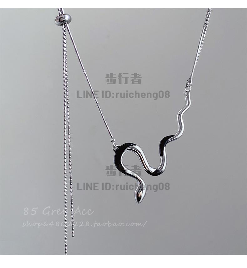 蛇形疊戴雙層毛衣項鏈女小眾設計感冷淡風嘻哈衛衣鎖骨鏈配飾【步行者戶外生活館】 7