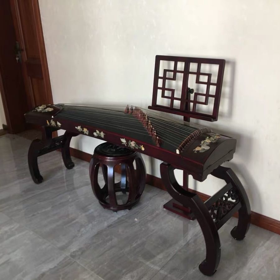 公司貨 限時下殺 免運 敦煌古箏琴架高檔仿古復古實木家用雕花古典支架簡約古風紫檀古琴
