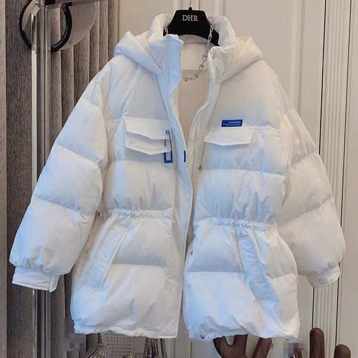 克萊因藍韓版中長款棉衣麵包服小個子棉襖外套時尚百搭棉服女新款【倪醬】