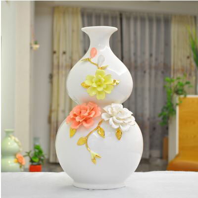 美琪 復古簡約素花瓶 創意陶瓷守財葫蘆式花瓶