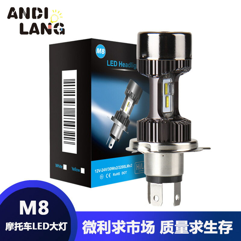 【高亮聚光】LED大燈 機車大燈 汽車大燈 H4三爪 BA20D 遠近光一體 防水防塵 高亮燈珠 散熱鋁片 12V/24V通用 改裝升級 機車汽車適用
