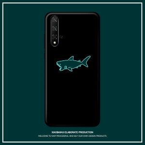 適用華為榮耀20pro/8/9x/10青春版/20i手機殼簡約個性鯊魚全包邊