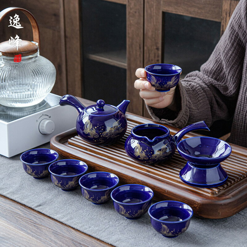 茶具套裝/功夫茶具 功夫茶具套裝家用高檔陶瓷側把壺中式蓋碗泡茶杯整套禮品LOGO訂製【CM18303】
