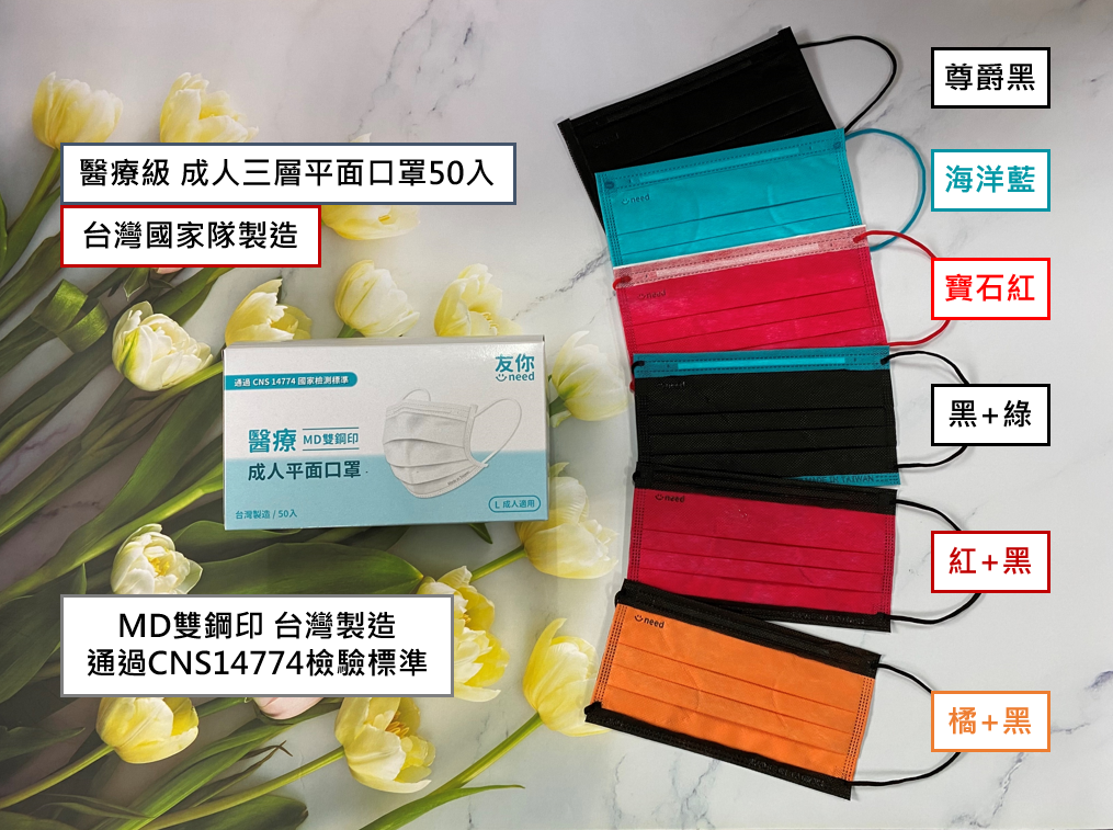 【好夥伴】台灣康匠 友你 成人/婦幼/幼幼MD醫療醫用平面口罩（50入） 2