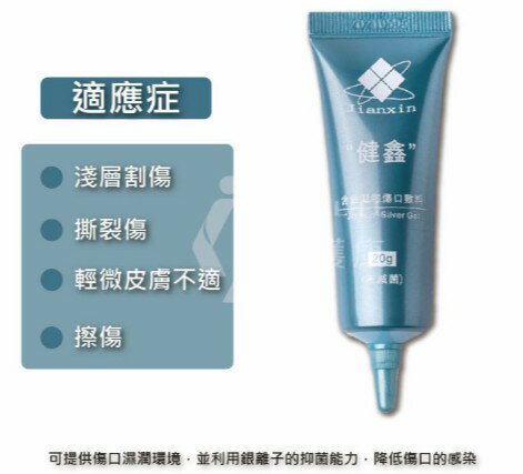 特惠【12入組平均一件↘︎600】加贈3M人工皮+益菌素*2體驗包～健鑫含銀凝膠傷口敷料20g(30ppm)/傷口/特價