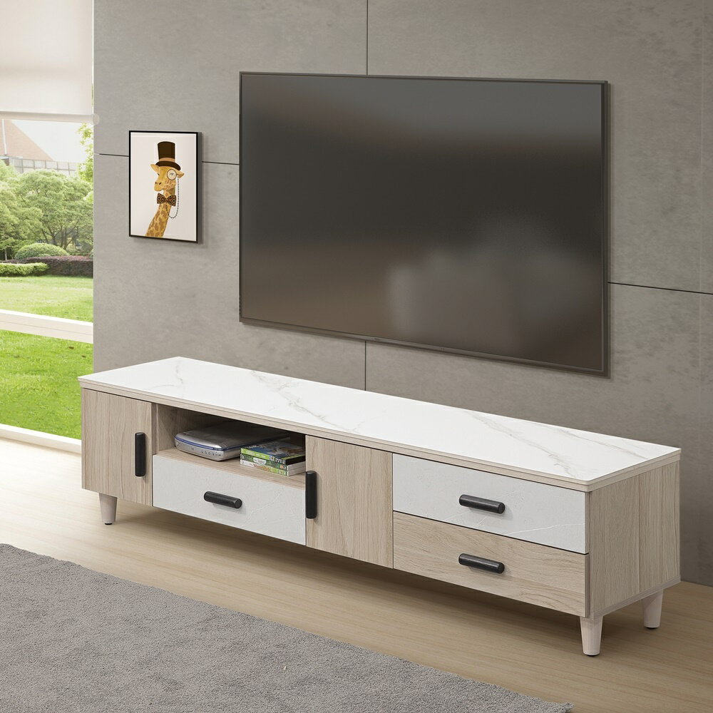 【直人木業】IVY當代日系風180公分陶板電視櫃｜APP結帳再賺4%點數#雙11狂購節 1