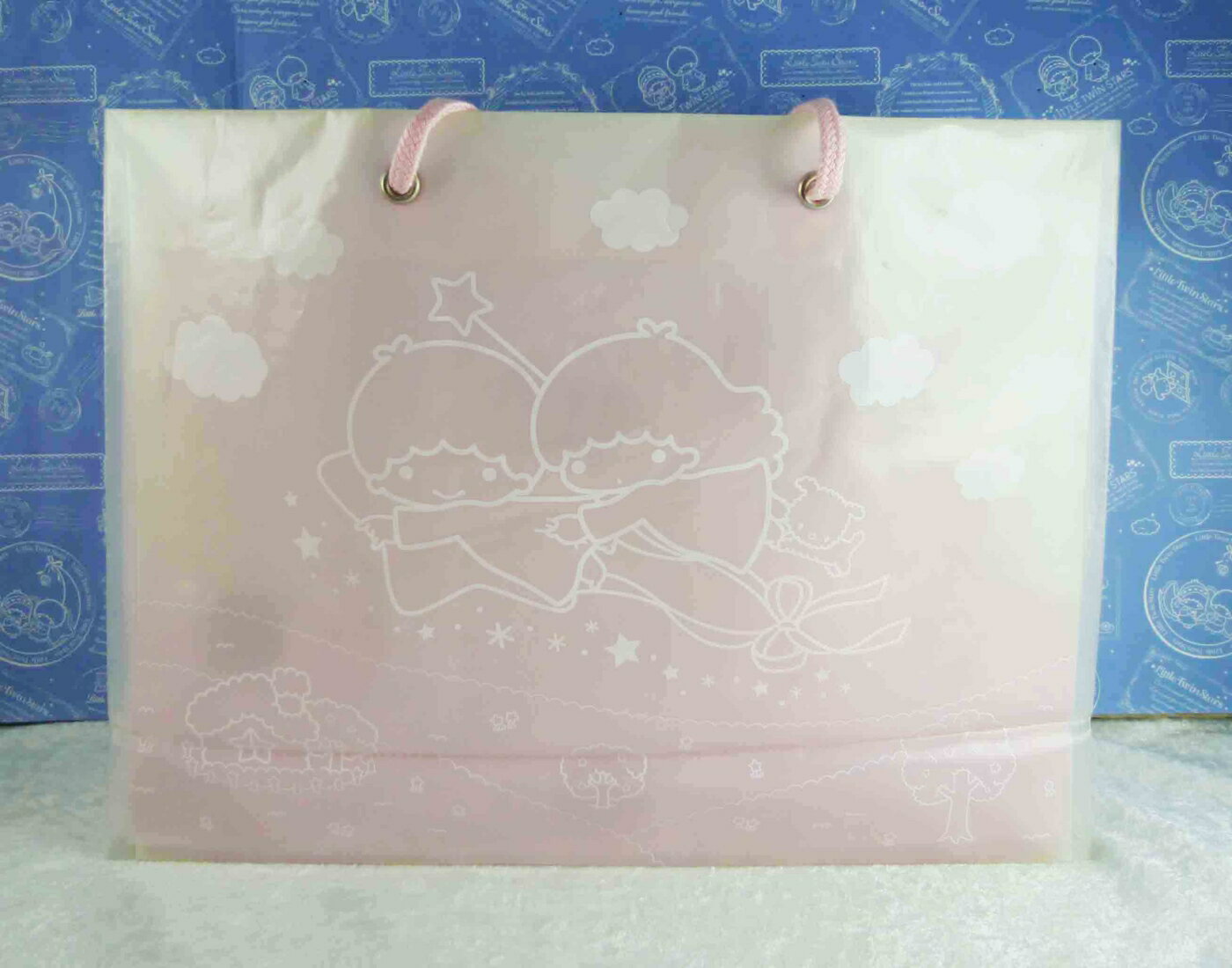 【震撼精品百貨】Little Twin Stars KiKi&LaLa 雙子星小天使 袋子 透明 粉 震撼日式精品百貨