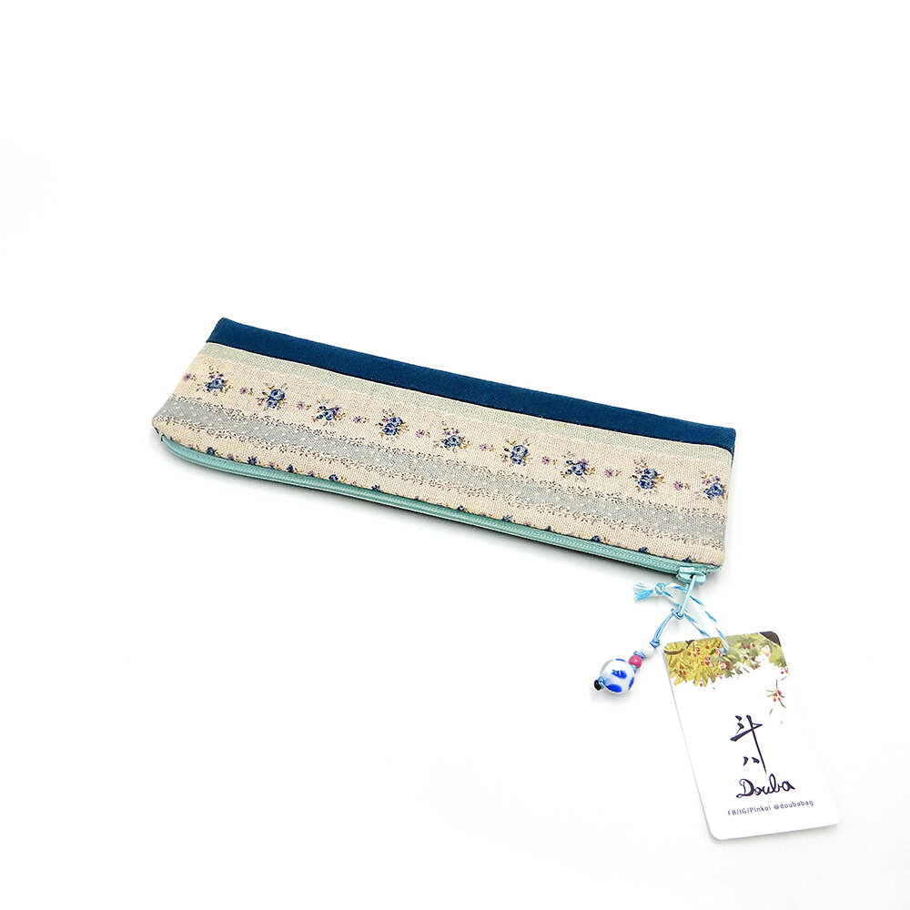 斗八布藝x覓品竹北手作店-筷袋/餐具袋/環保吸管袋-藍玫瑰 1