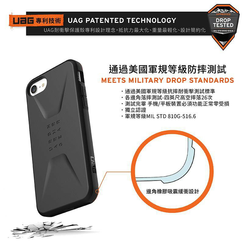 UAG 耐衝擊 防摔 簡約 風格 美國 軍規 保護殼 手機殼  適用 iphone SE 2 SE3 2022 7 8 6