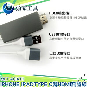 《頭家工具》蘋果/安卓/Type C轉HDMI通用款三合壹高清同屏線USB to HDMI轉接線MET-ACIATH IPHONE/IPAD/TYPE C轉HDMI訊號線