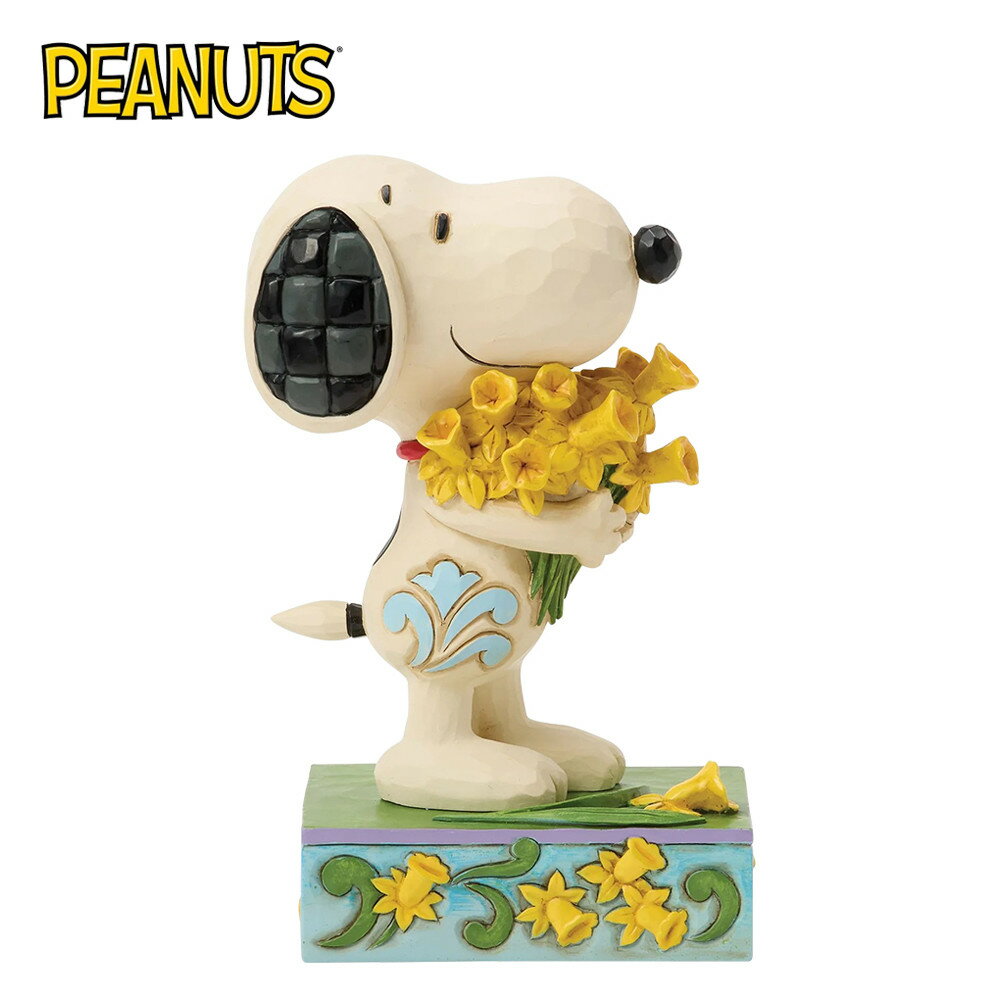 【正版授權】Enesco 史努比 手拿水仙花 塑像 公仔 精品雕塑 Snoopy PEANUTS - 484584