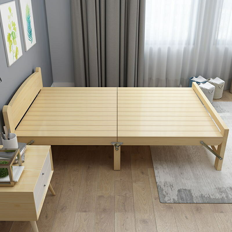 實木床 折疊床 實木成人家用1.2米木板簡易辦公室午休省空間租房單人小床 快速出貨