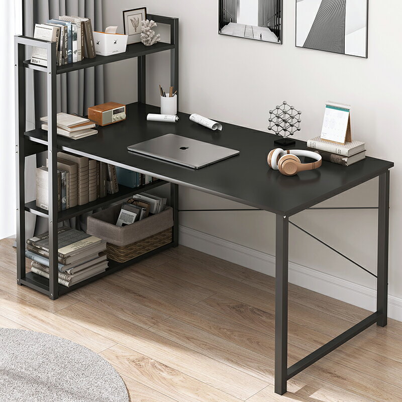 電腦桌臺式家用簡易宿舍書桌書架一體組合臥室辦公桌寫字桌小桌子
