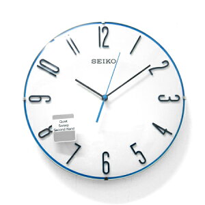SEIKO精工掛鐘 無際海洋 球型鏡面立體數字藍色細邊滑動式秒針時鐘 柒彩年代【NG14】原廠公司貨