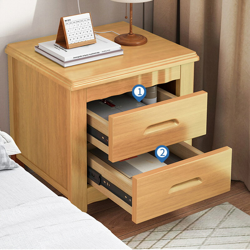 簡約原木儲物櫃新中式臥室小型收納櫃全實木床頭櫃床邊置物架