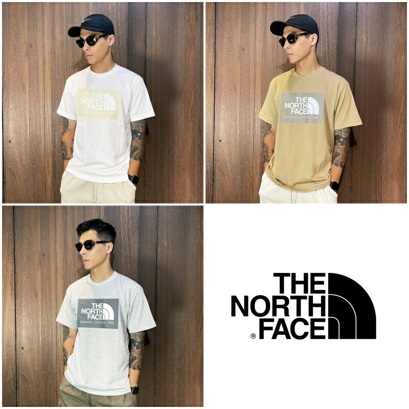 美國百分百【全新真品】The North Face 短袖 棉質 T恤 TNF 上衣 LOGO 短T 白色/駝色 CM75