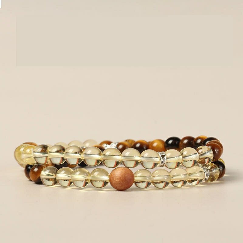 現貨+預購 黃水晶手鍊串珠手繩女手珠平安擋煞防小人轉運淨化招財開運-雙圈虎眼石6mm74kj34【獨家進口】【米蘭精品】 1