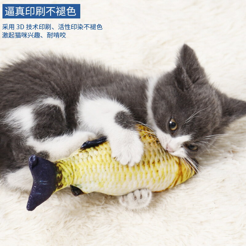 [億品會]送貓薄荷貓咪抱枕 亞馬遜新款網紅魚貓咪玩具 寵物毛絨模擬魚送貓薄荷逗貓玩具