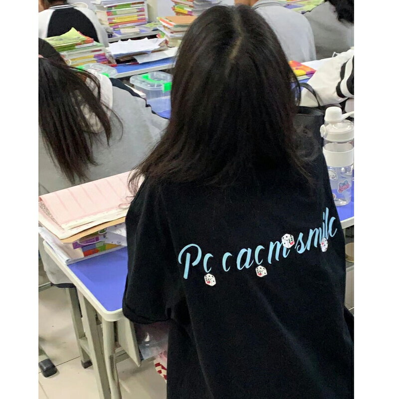 純棉美式復古短袖T恤女夏季2022新款設計感小眾寬松半袖上衣體恤