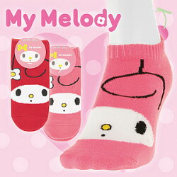 【沙克思】My Melody 腳背美樂蒂臉譜女滑板襪 特性:舒適棉混編織+三麗鷗卡通人物造型 (SANRIO 襪子 女襪 女滑板襪)