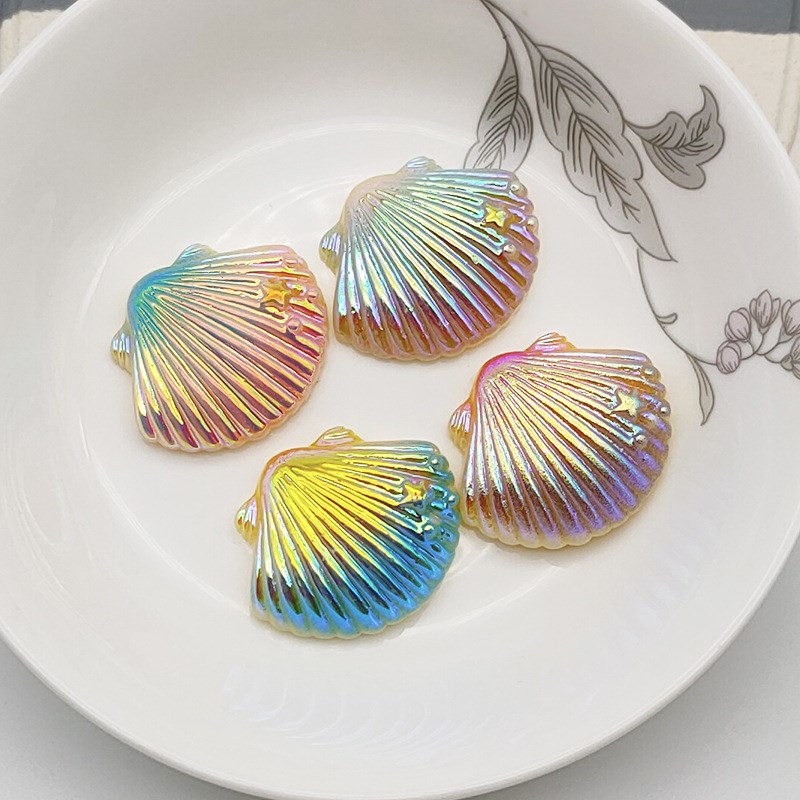 樹脂手機殼DIY材料彩色美人魚小貝殼玩具冰箱貼裝飾品工藝品擺件