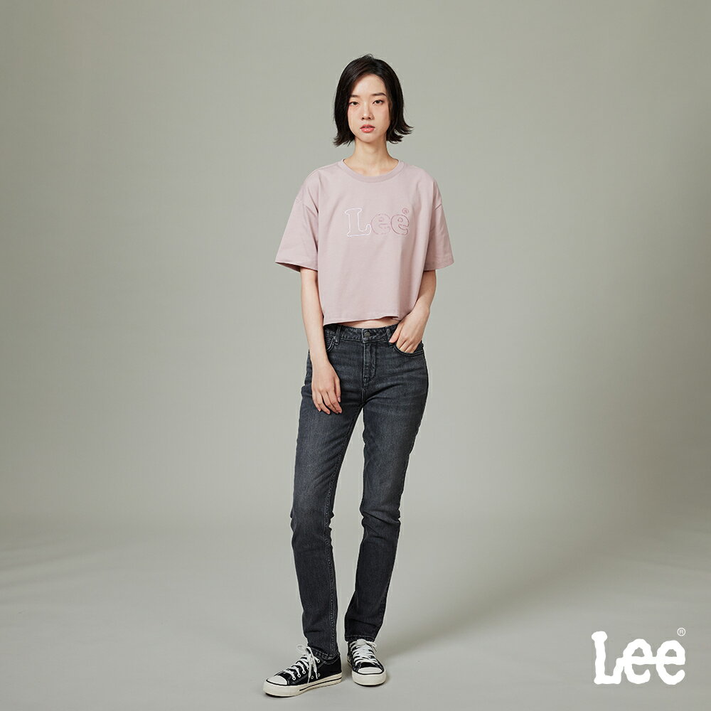 Lee 433 彈性高腰修身窄管牛仔褲 黑灰洗水 LB417125259