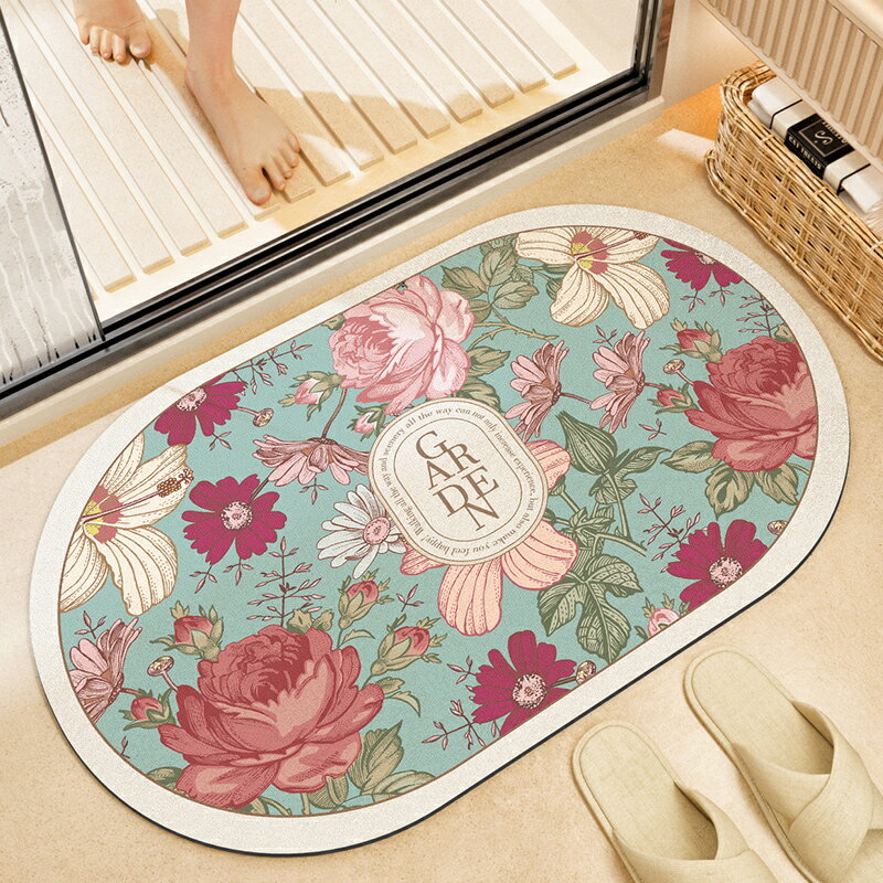 門口地墊 腳踏墊 吸水地墊 大江地墊廁所浴室門口防滑腳墊衛生間吸水速幹地毯洗手間衛浴墊子『ZW4926』