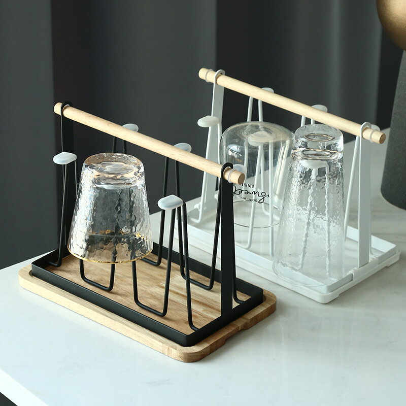 日式杯架 廚房金屬置物架收納木質瀝水掛杯架小清新