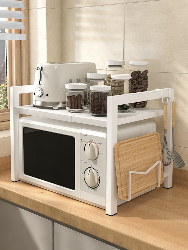 廚房微波爐置物架烤箱架子臺面桌面收納架多功能伸縮調料品瀝水架