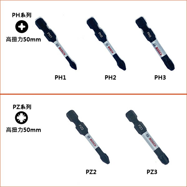BOSCH博世 六角柄起子頭自由搭配 十字 PH1 一字 星型 內六角 高扭力 25mm 50mm 65mm 螺絲起子頭 6